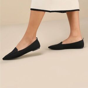 Lulu's Emmy Faux Suede Pointed Flat Loafers‎ - Black - Womens Sz 8